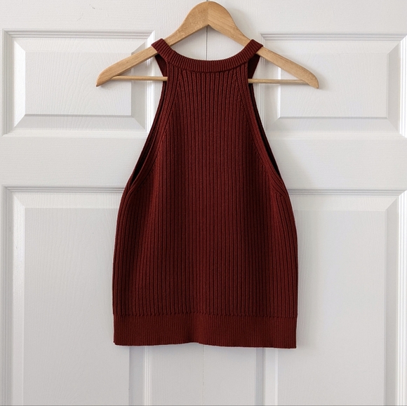 Theory Waxson Prosecco Ribbed Knit Sweater Tank | Burnt Paprika | Medium - Picture 13 of 14